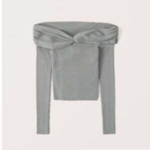 Abercrombie & Fitch Ribbed Sage Green - Gray  Top